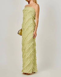 Endless Rose - Strapless Ruffled Maxi Dress