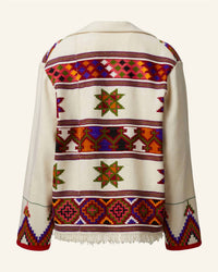ALIX OF BOHEMIA Pre-loved Western Tiger Eye Blanket Jacket in beige green gold blue - women's jacket - view 4