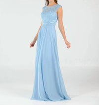 Poly Usa - Long Embroidered Cap Sleeve Dress