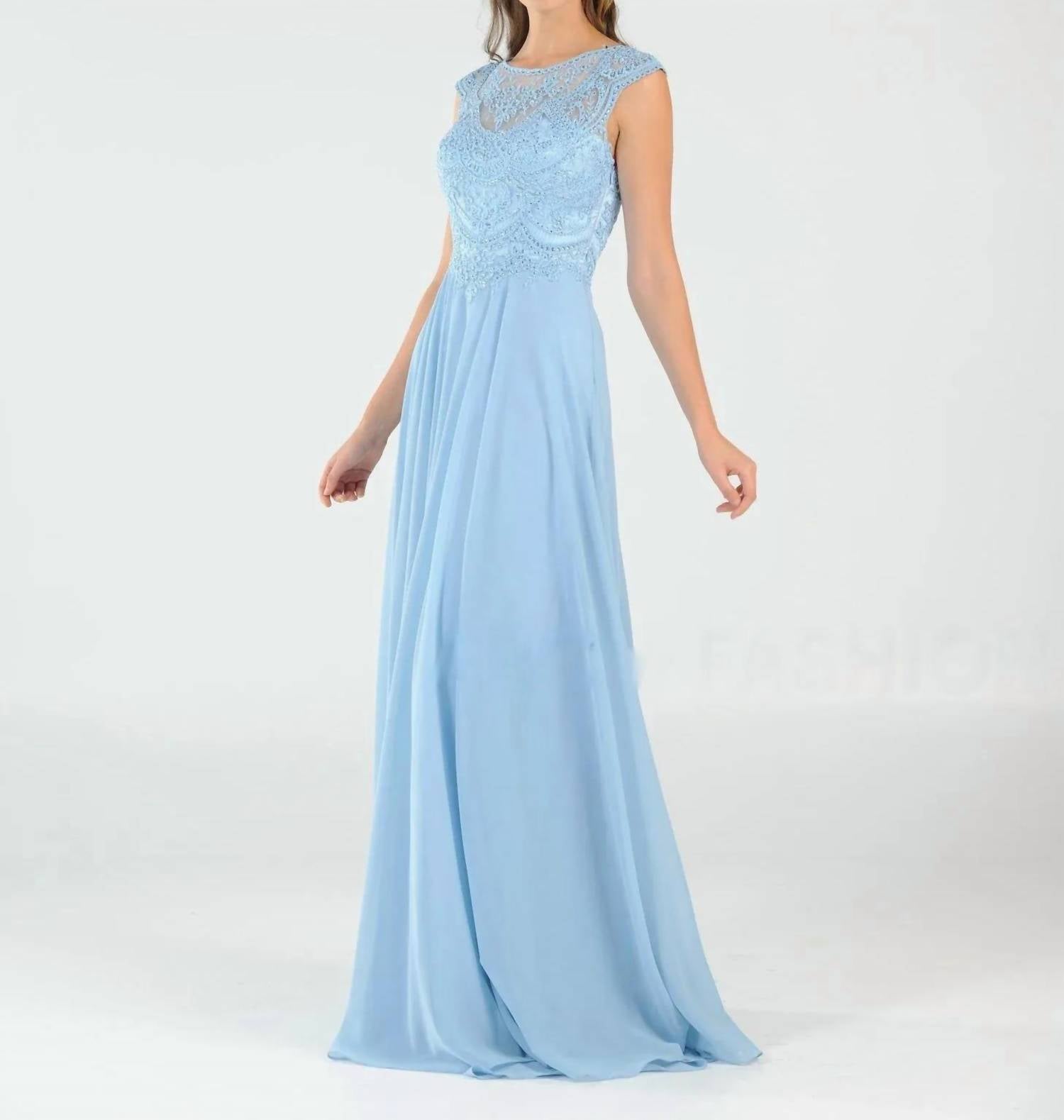 Poly Usa - Long Embroidered Cap Sleeve Dress