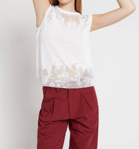 Ottod'ame Crew Neck Sleeveless Transparent Tank Top in white - women's tank top