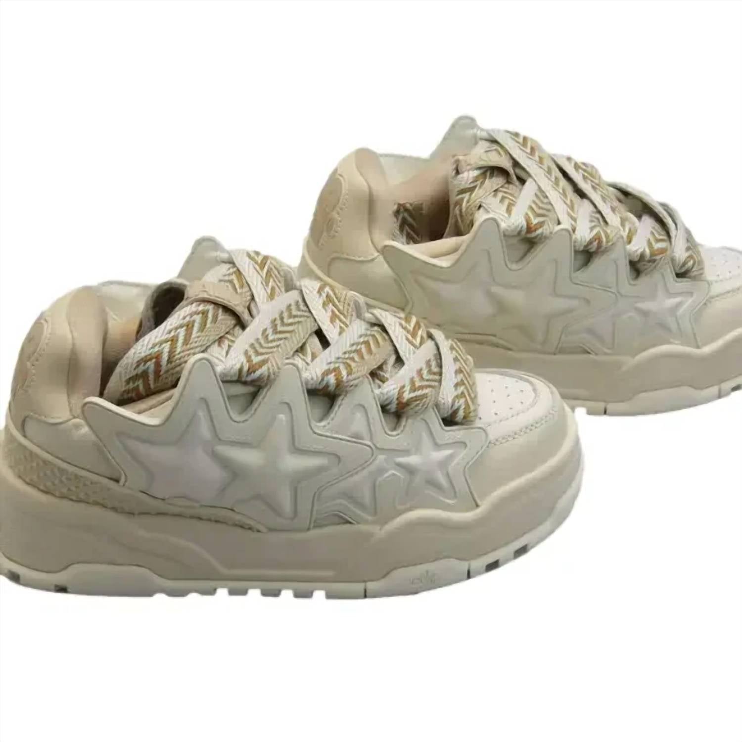 Kaalixto Women's Round Toe Sneakers in white cream - women's sneaker