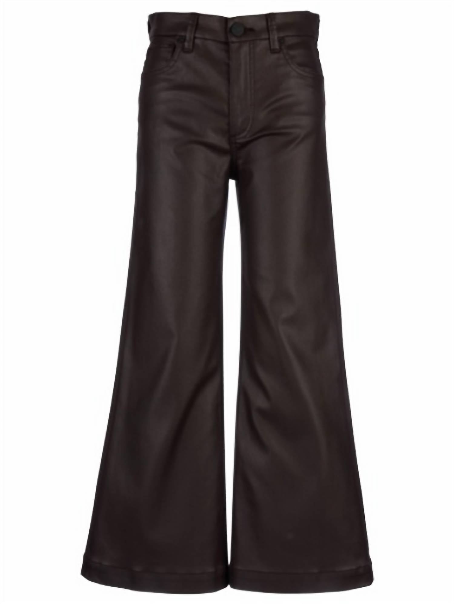 KUT FROM THE KLOTH Meg High Rise Wide Leg Coated Canvas Pants in chocolate 1 - women's pants - alternate view