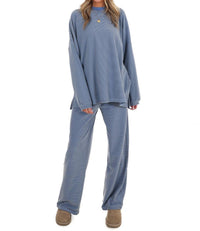 Things Between Homebody Stripe Fleece Top in blue - women's sweater - view 6