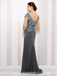 Cameron Blake Boat Neck Line Dress in pewter grey - women's dress - alternate view