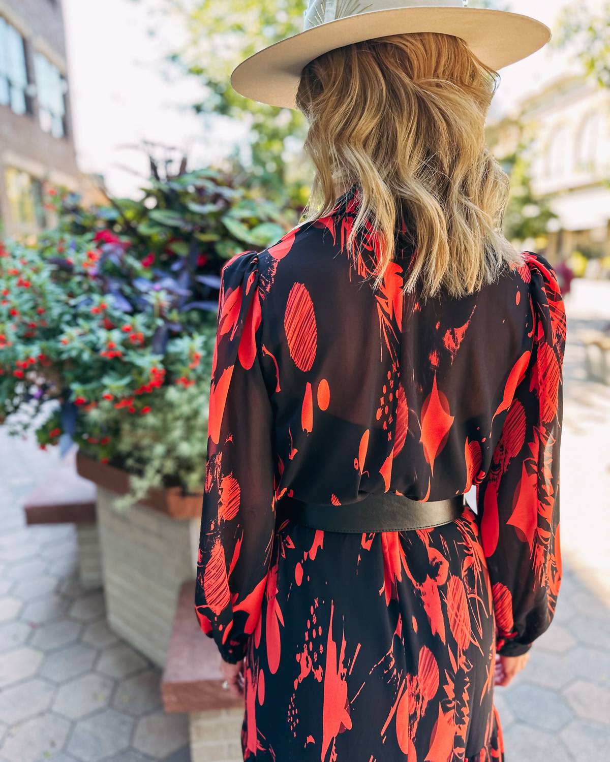 EXQUISE Allyn Long Sleeve Dress in crimson - women's dress - view 4
