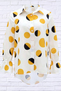 Diva Usa - Polka Dot Asymmetrical Shirt with Flared Sleeve