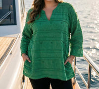 Karen Kane 3/4 Sleeve Embroidered Tunic - Plus in green - women's shirt - view 6