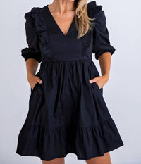 Karlie - Poplin Pocket and Sleeves Dress