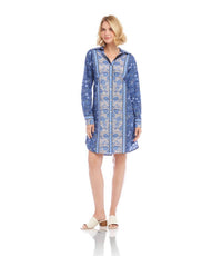 Karen Kane - Long Sleeve Border Print Shirtdress