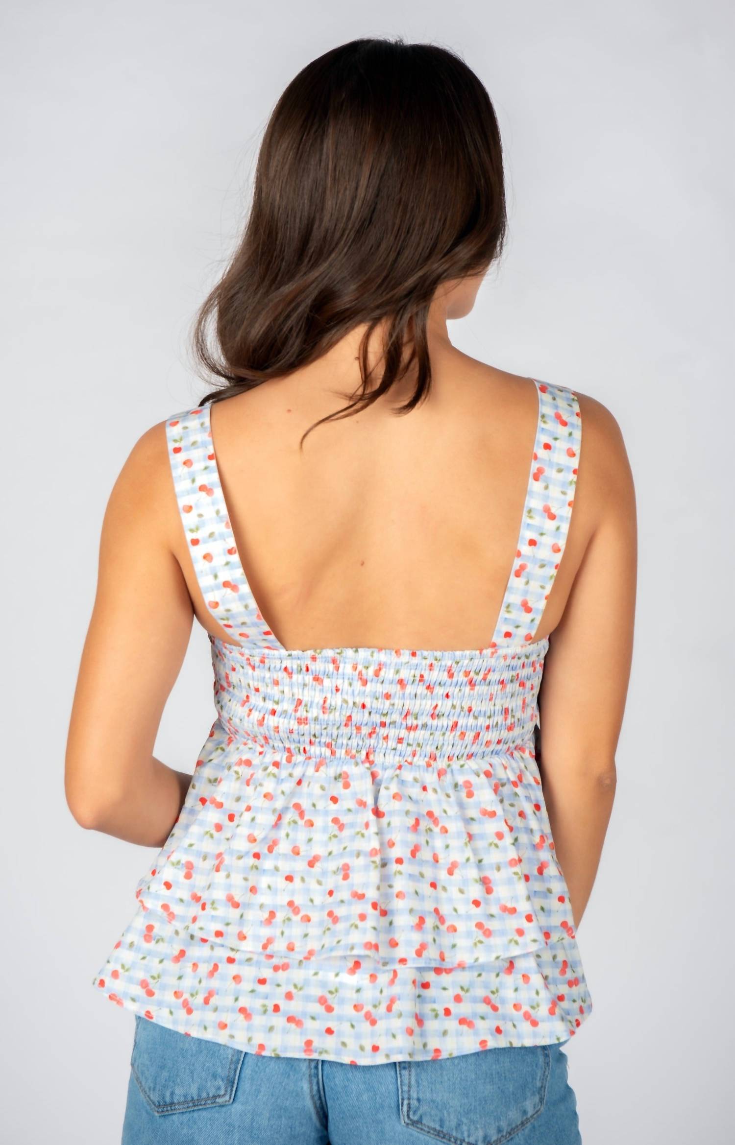 Sincerely Ours - Cherry Check Bella Tank Top