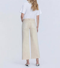 VERVET BY FLYING MONKEY Sadie Crop Wide Leg Jeans in white swan - women's jeans - detail view