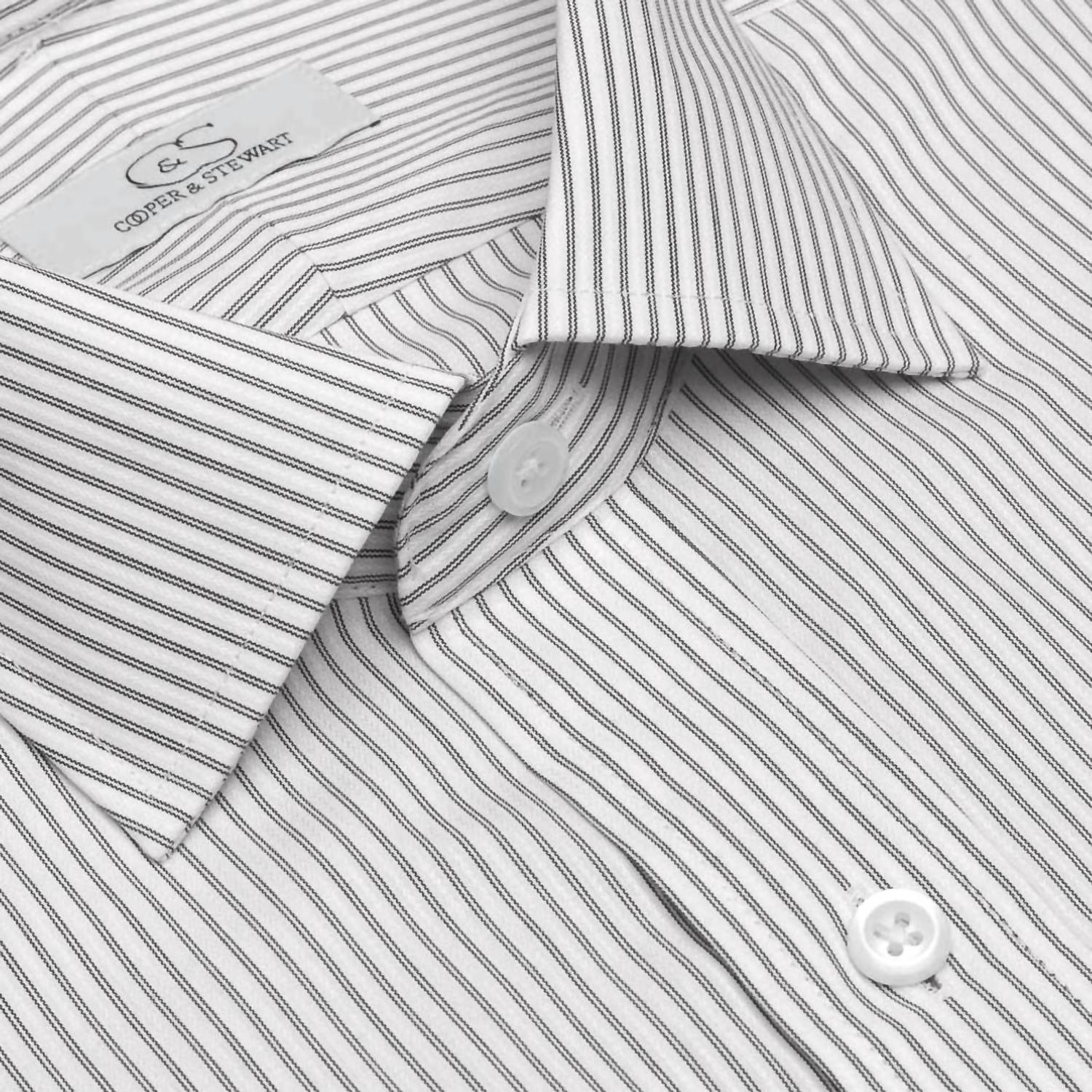 Cooper & Stewart - Men’s Franklin Satin Stripe Cotton Dress Shirt