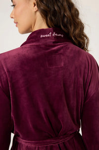 PJ Salvage Velvety Velour Robe in maroon - women's intimate - view 4