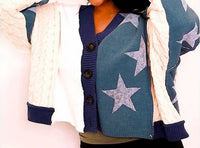 Pol - Star Color Block Cropped Cardigan