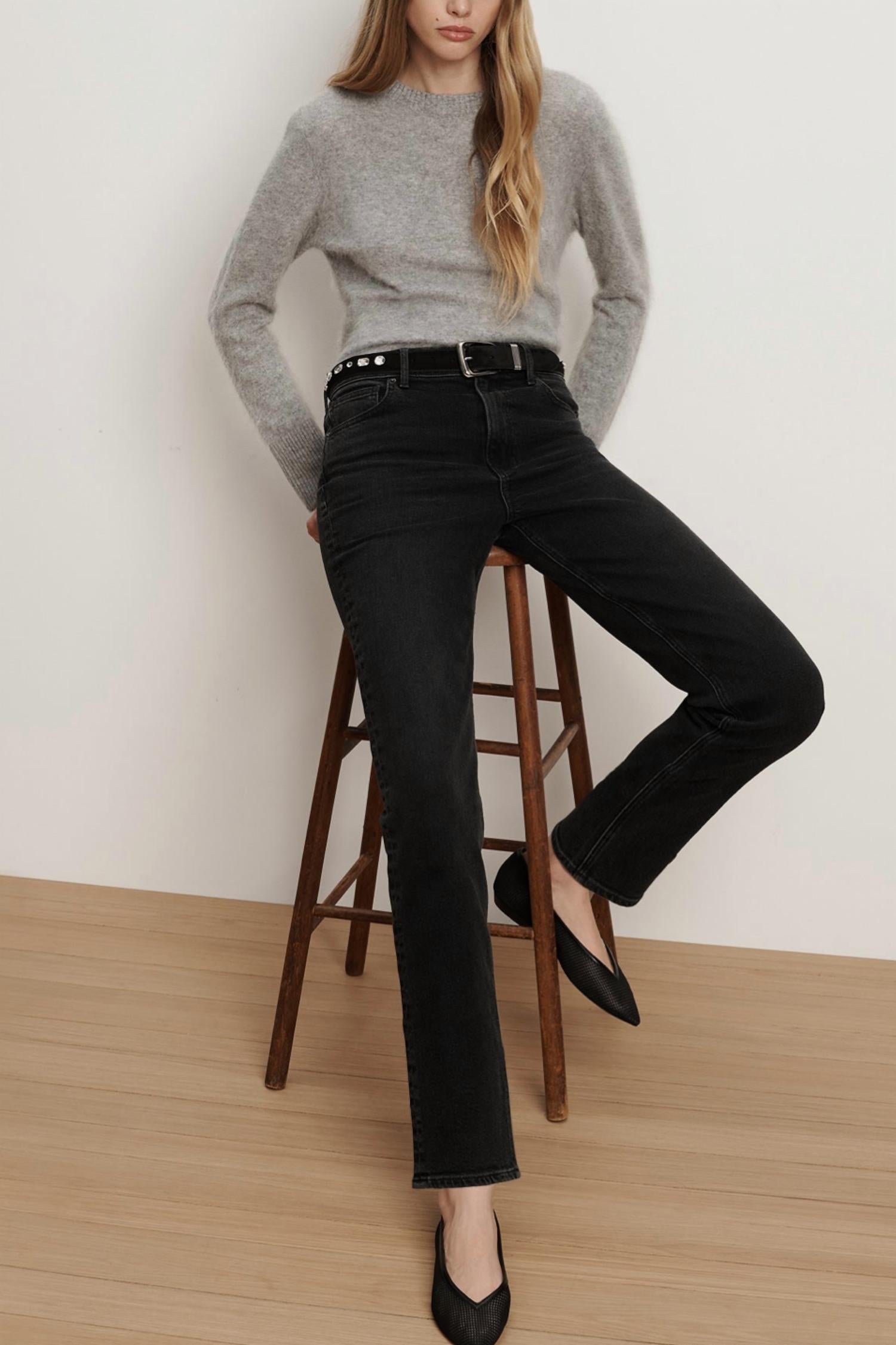 Veronica Beard Leah Straight-Leg Jean in washed onyx - women's jeans - alternate view