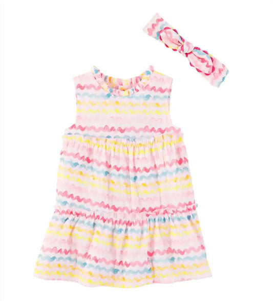 Mudpie - Girl's Rainbow Dress And Headband