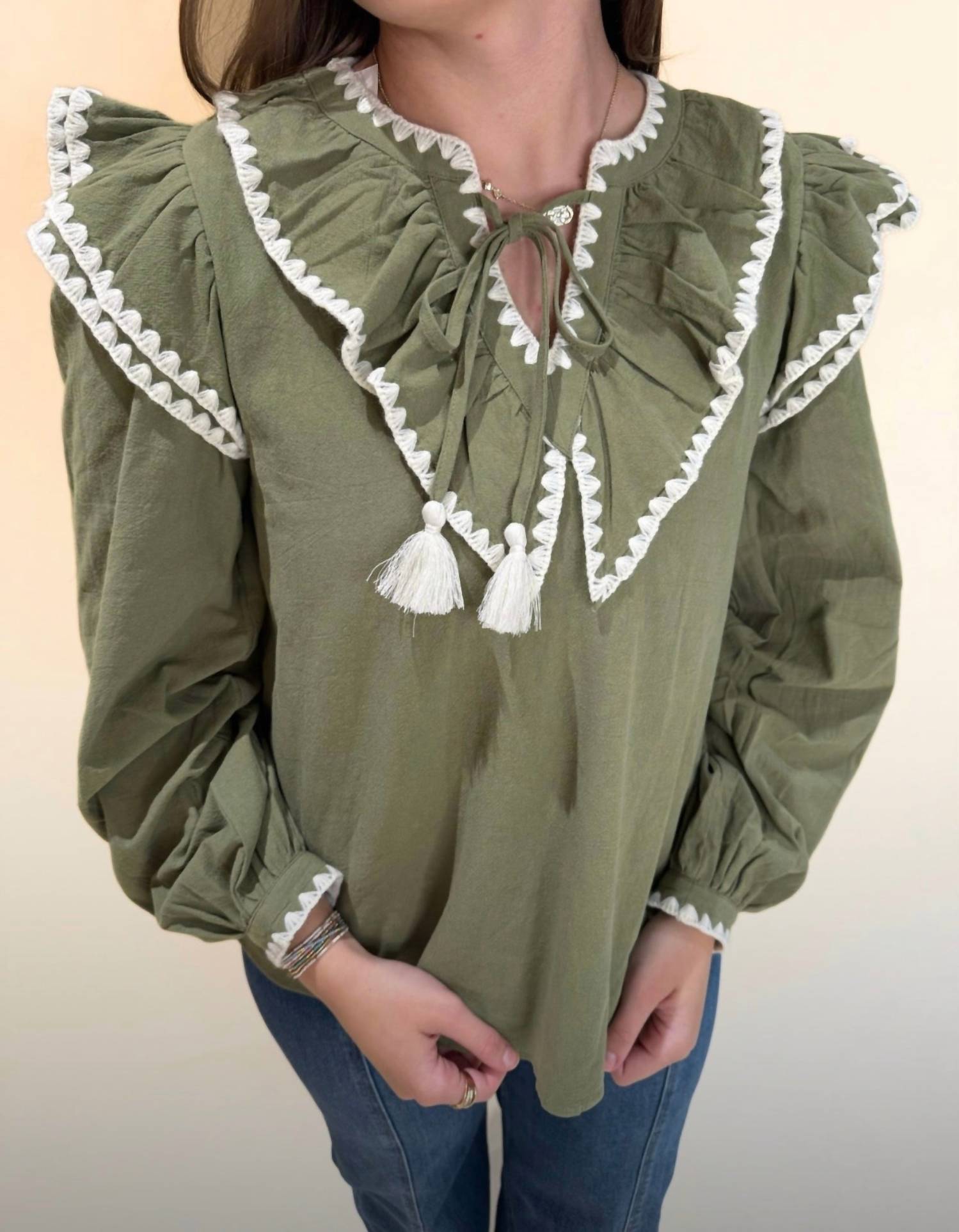 &Merci - Elara Ruffled Balloon Sleeve Top