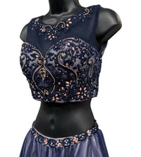 ALYCE PARIS Two Piece Embellished Tulle Prom Dress in navy blush - women's dress - alternate view