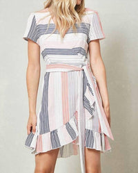 Promesa - Striped Wrap Mini Dress