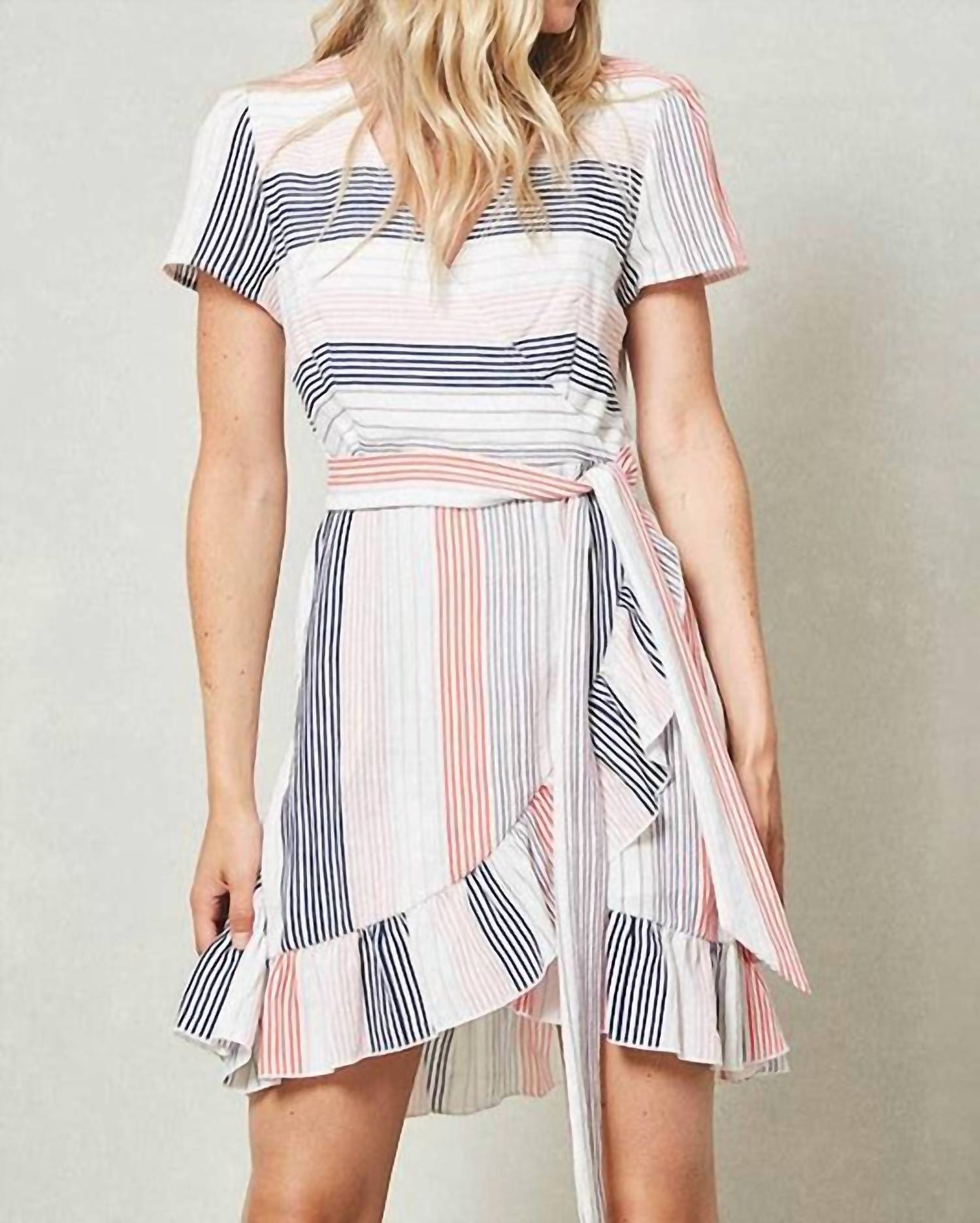 Promesa - Striped Wrap Mini Dress