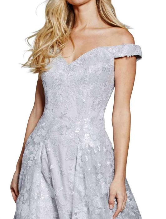 Jovani - Diaphanous Off-the-shoulder Gown