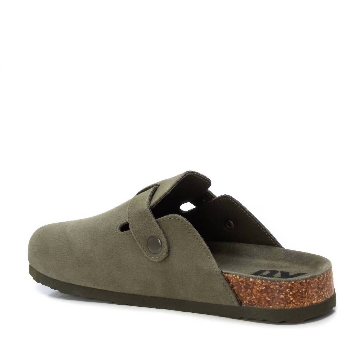 Xti Women's Suede Clogs in khaki - women's shoe - alternate view
