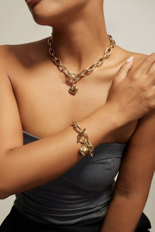 Eklexic - Women's Alana Puffy Heart Charm Bracelet