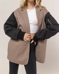 Hyfve - Herringbone Mixed Media Coat