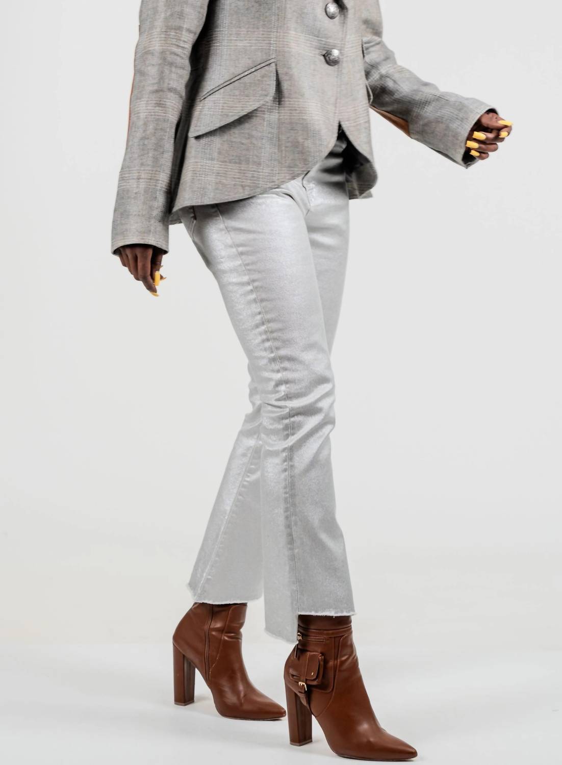 Smythe Hunting Blazer With Rectangle Elbow Patch in dove glencheck - women's jacket - view 5