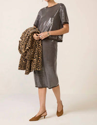 Sanctuary Sparkle Sequin Pencil Skirt in ink 2 - women's skirt