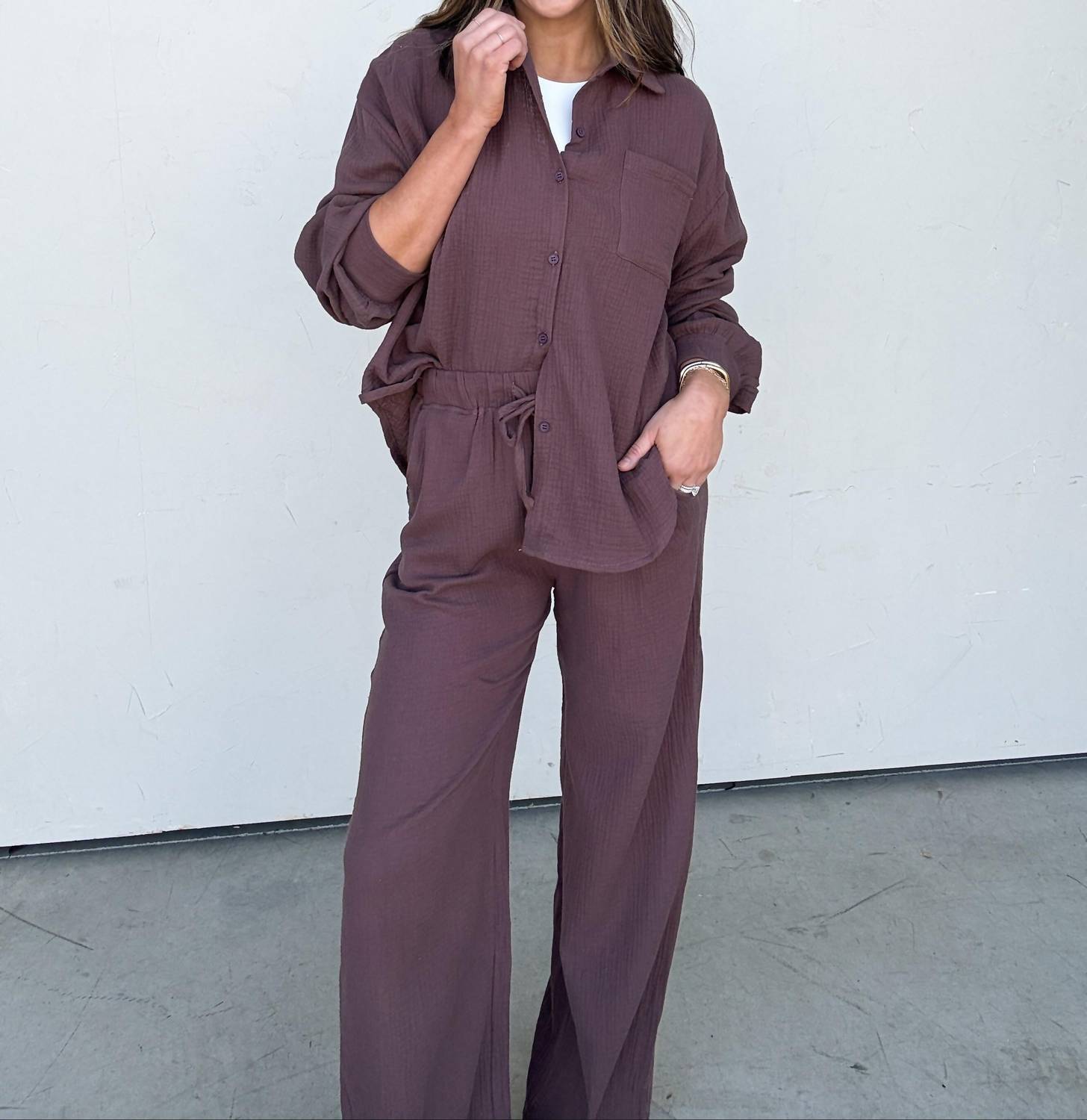 Trend:Notes - Textured Shirt And Pant Set