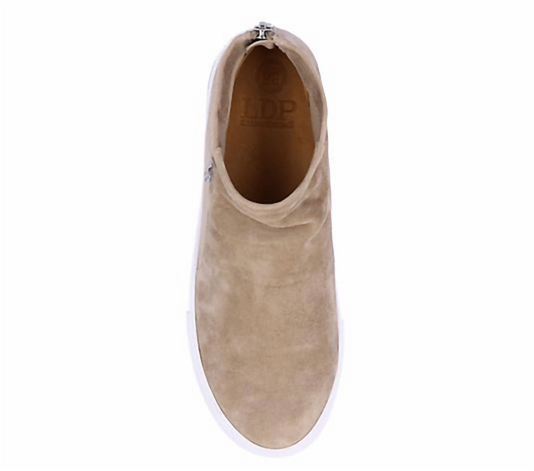 L'amour Des Pieds Women's Kaila Suede Bootie in taupe - women's shoe - alternate view
