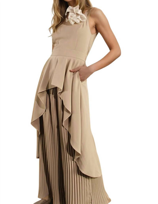 Mulla - Michelle Hi-low Hem High-neck Top & Pleated Pant Set