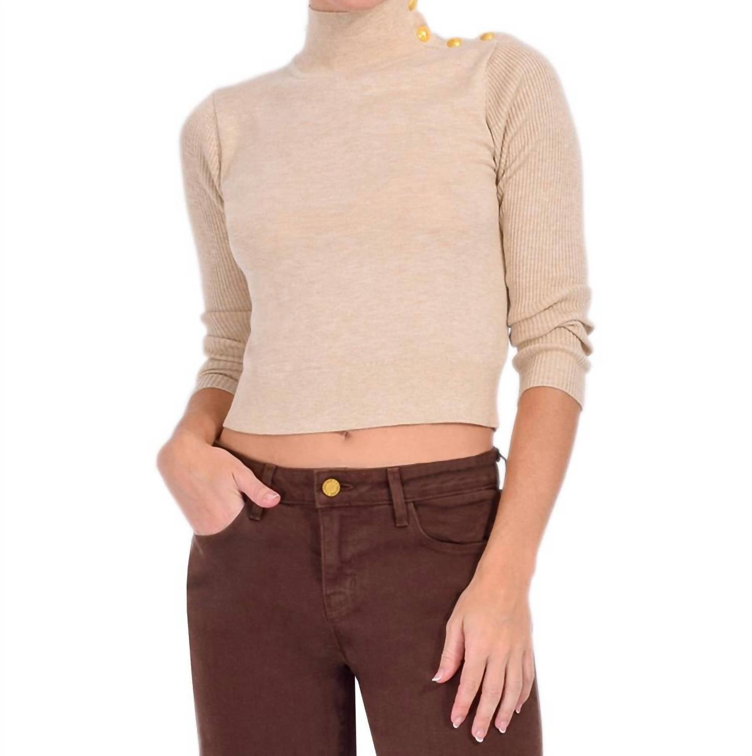 L'Agence - Kamdyn Crop Mock Neck Top