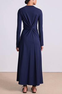 APIECE APART Long Sleeve Volta Dress in navy - women's dress - detail view