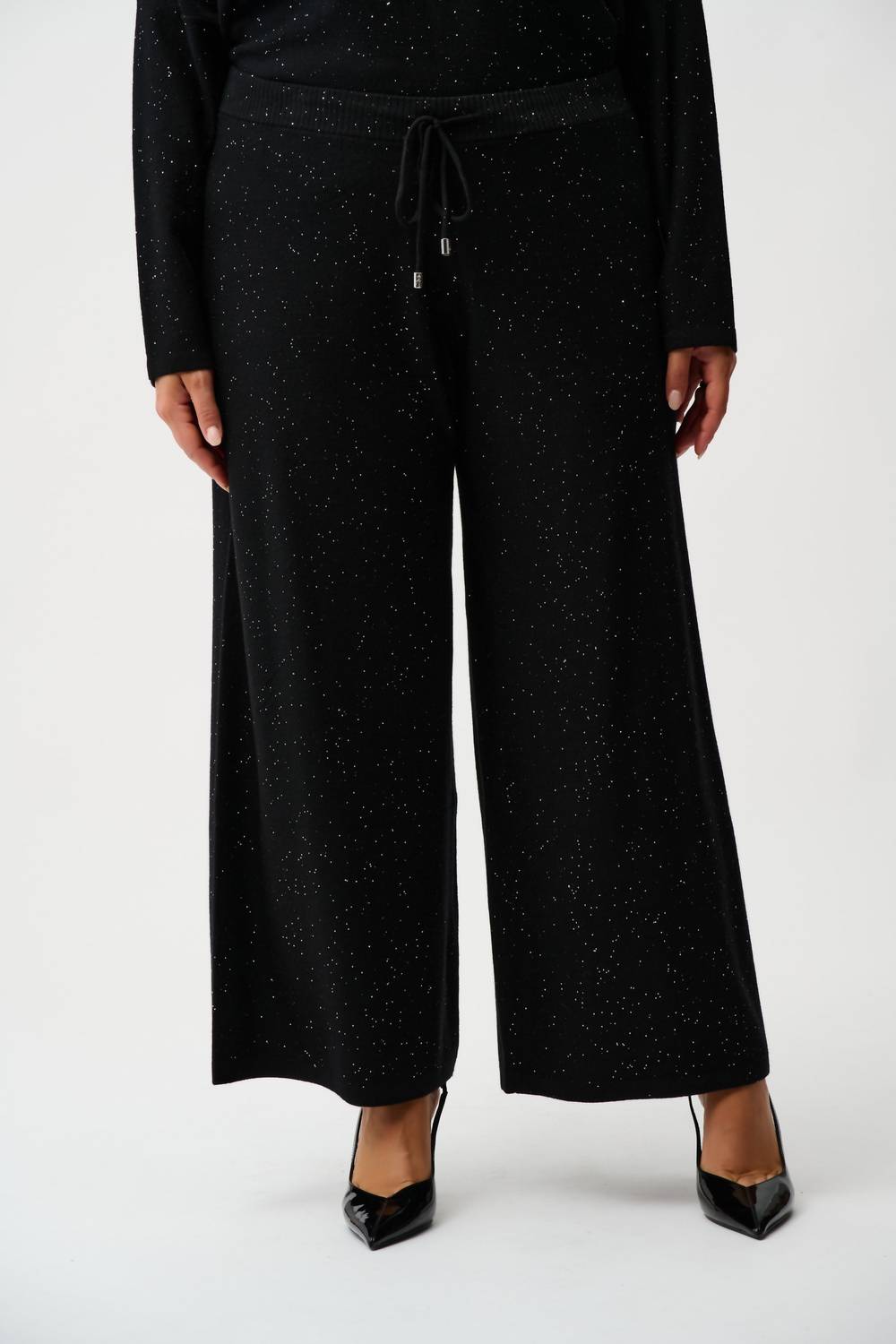 Joseph Ribkoff - Sequined Sweater Knit Culotte Pants