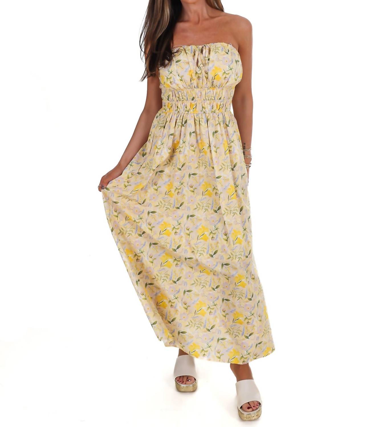 In February Lemon Blossom Tube Midi Dress in lemonade - women's dress - view 6