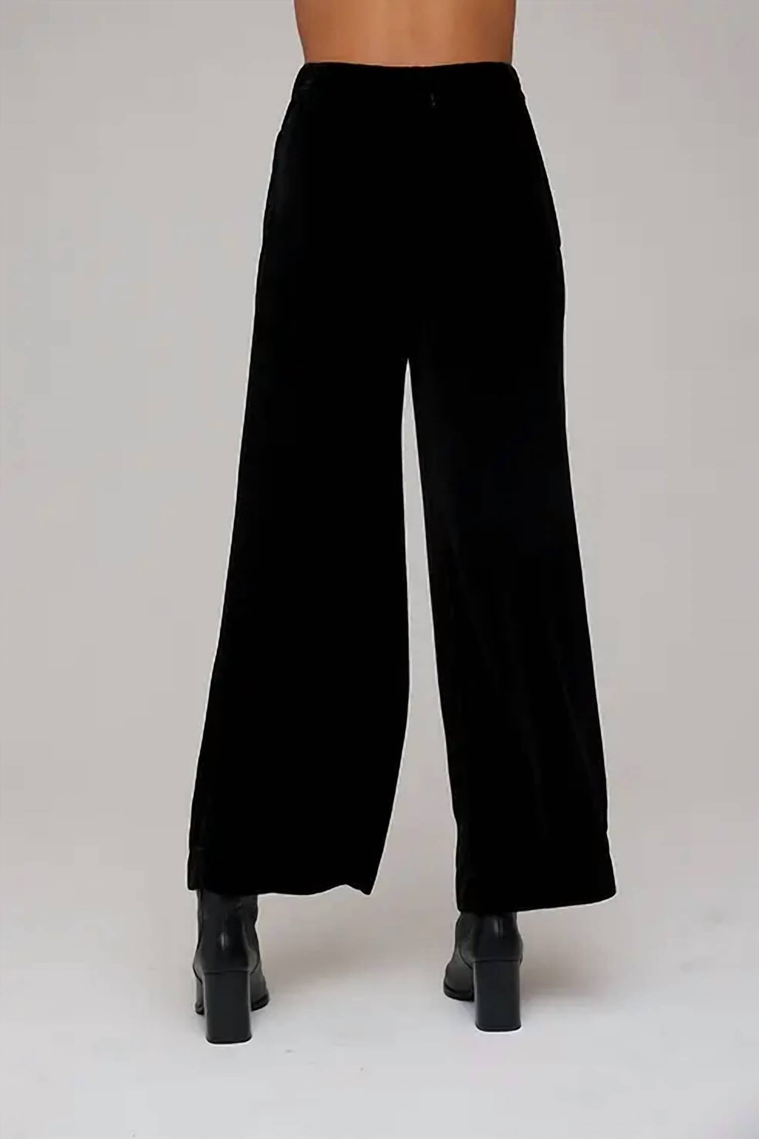 Bella Dahl Velvet Wide Leg Trouser in black - women's pants - detail view