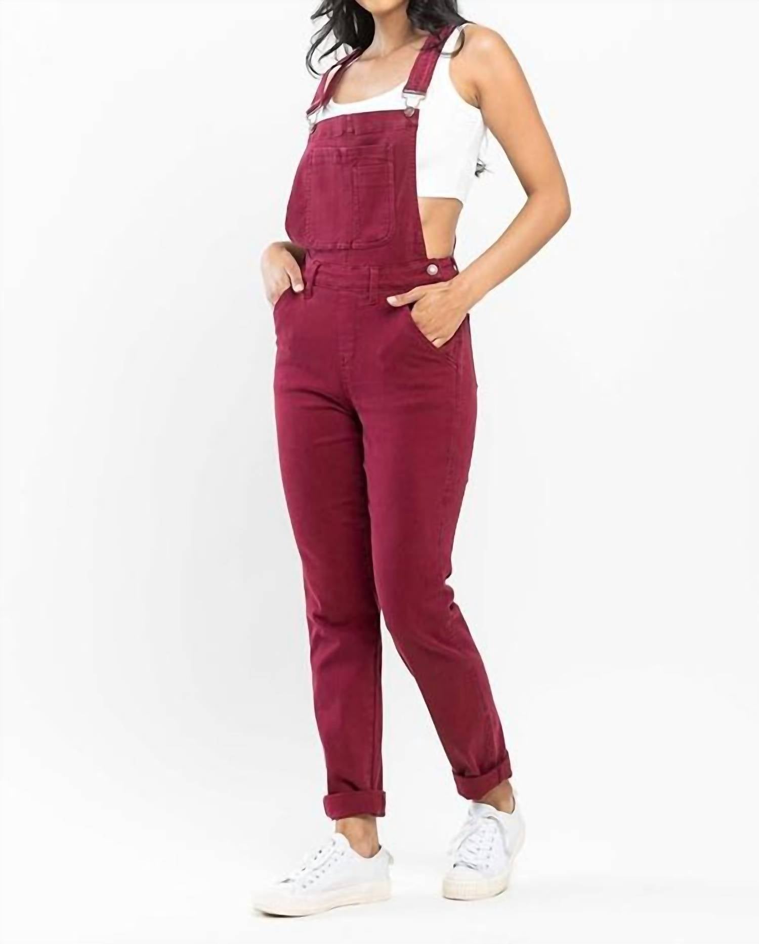 Judy Blue - Garment Dyed High Rise Double Cuffed Overalls - Plus