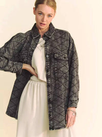 Davi & Dani - Quilted Denim Shirt Jacket