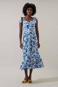 Sugarlips - Ciela Floral Baker Tie Strap Midi Dress
