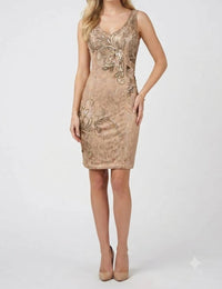 Sue Wong - Sleeveless Bodycon Embellished Lace Dress