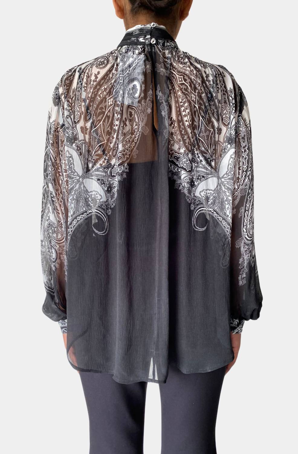HEMANT & NANDITA Viri High Neck With Cami Top in black white - women's blouse - alternate view