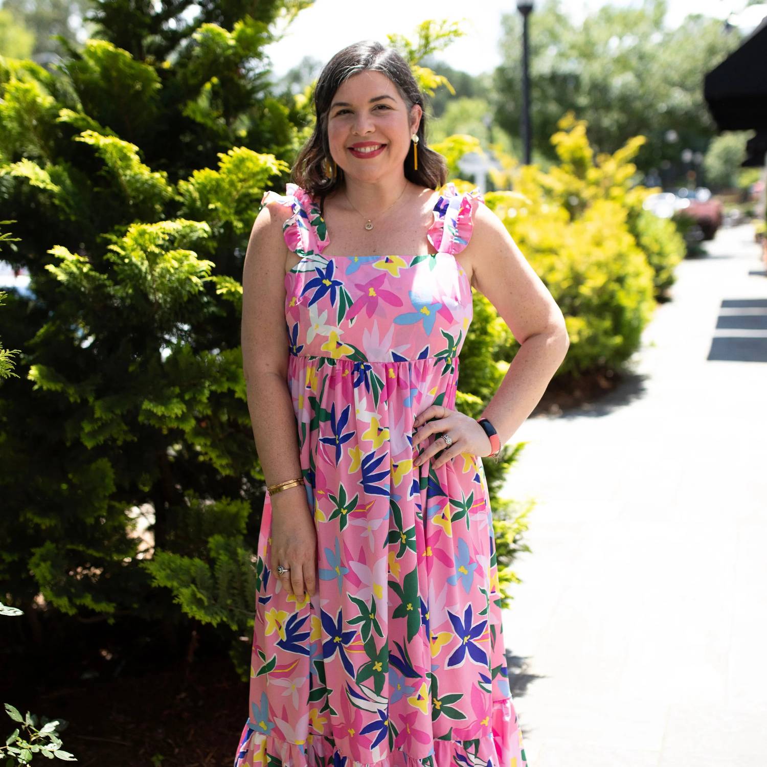 First Love - Floral Print Tie-back Sleeveless Maxi Dress