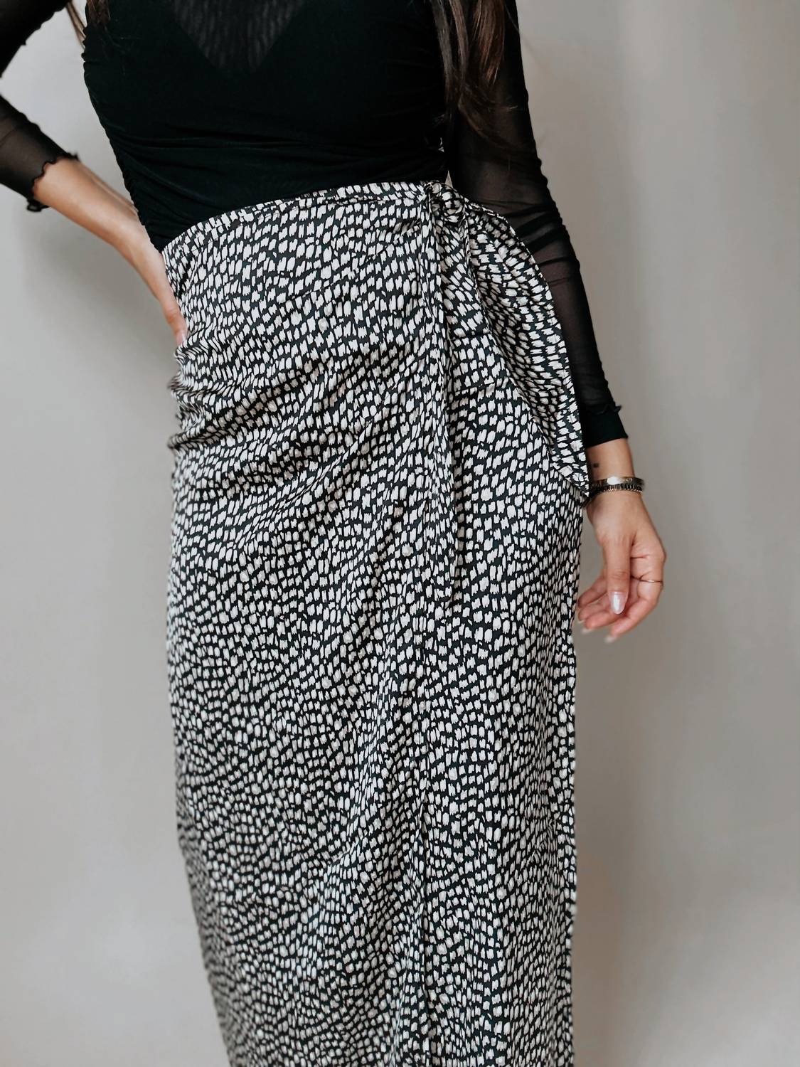 Promesa - Angeles Animal Print Satin Wrap Skirt