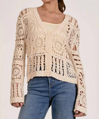 Elan - Cardi Open Knit Sweater