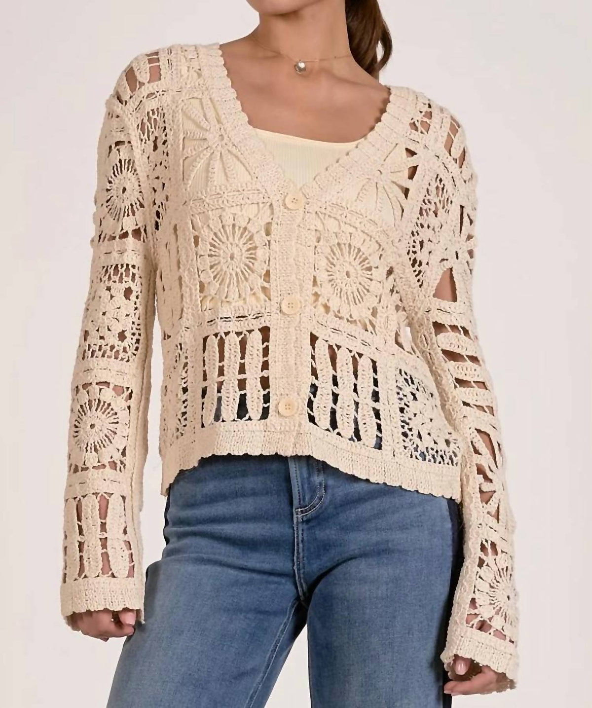 Elan - Cardi Open Knit Sweater