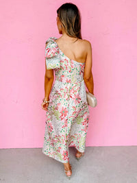 B.Right - One Shoulder Jacquard Midi Dress