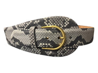 W. Kleinberg Women's Large Tab Python Belt With Buckle in matte natural - women's accessory